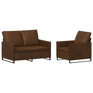 vidaXL Sofa Set 2 pcs Brown Faux Suede Fabric