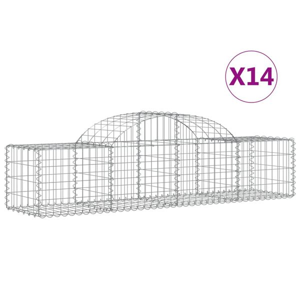 vidaXL Arched Gabion Baskets 14 pcs 200x50x40/60 cm Galvanised Iron