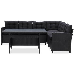vidaXL Outdoor Furniture Sets Black Poly Rattan