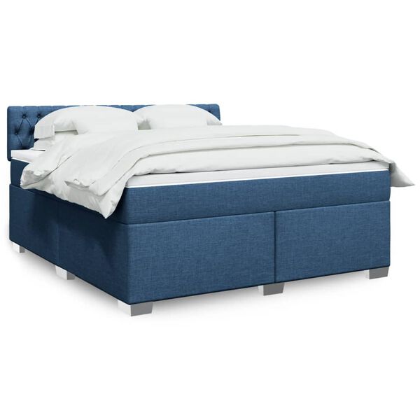 vidaXL Box Spring Bed with Mattress Blue 180x200 cm Fabric