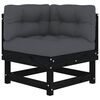 vidaXL Corner Sofa with Cushions Black Solid Wood Pine
