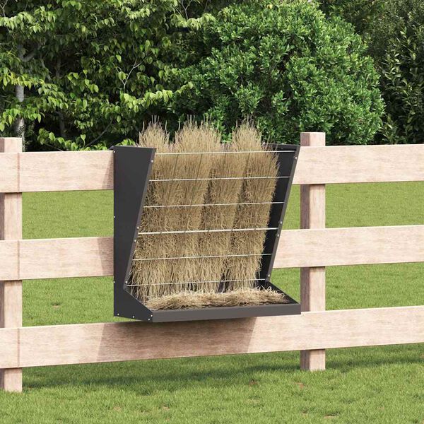 vidaXL Hay Feeder Black 71 x 33 x 70 cm Cold-Rolled Steel