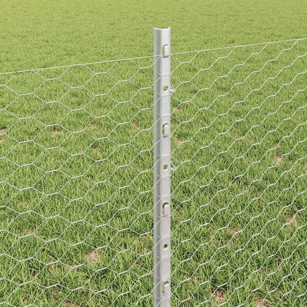 vidaXL Fence with Post Silver 0.6 x 100 m Steel