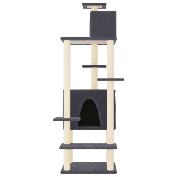 vidaXL Cat Tree with Sisal Scratching Posts Dark Grey 154 cm