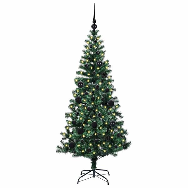 vidaXL Artificial Pre-lit Christmas Tree Green 150 cm PVC and Metal