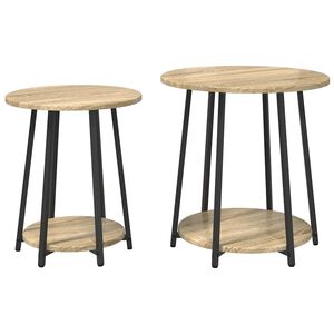 vidaXL Side Table Set with Shelf 2 pcs Sonoma Oak and Black