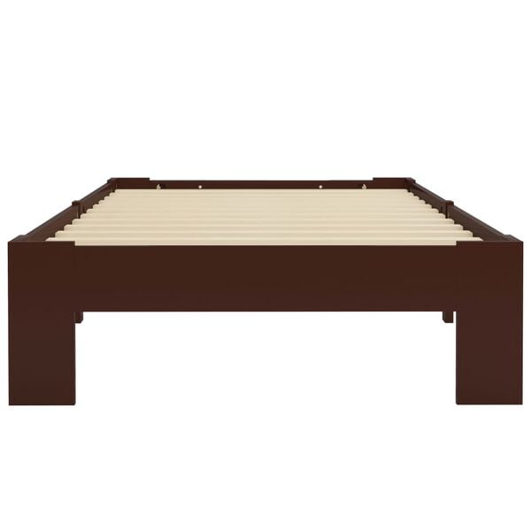 vidaXL Bed Frame without Mattress Dark Brown Solid Pine Wood 90x200 cm