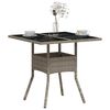 vidaXL Garden Table with Glass Top Light Grey 80x80x75 cm Poly Rattan
