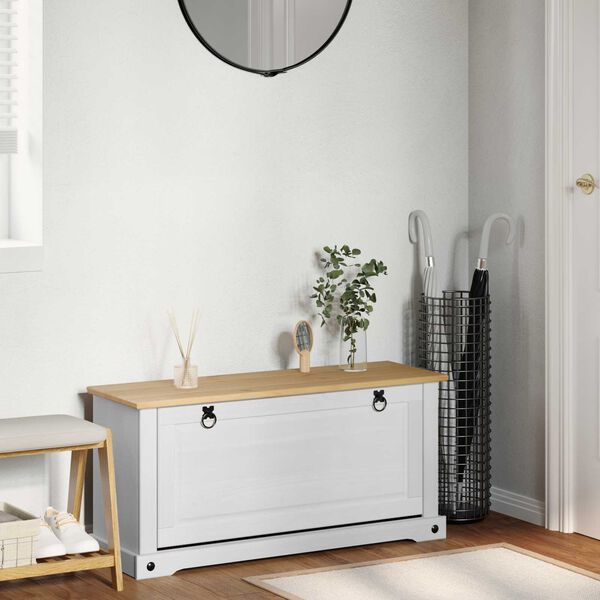 vidaXL Shoe Cabinet Corona White 99 x 32 x 49 cm Solid Pine Wood