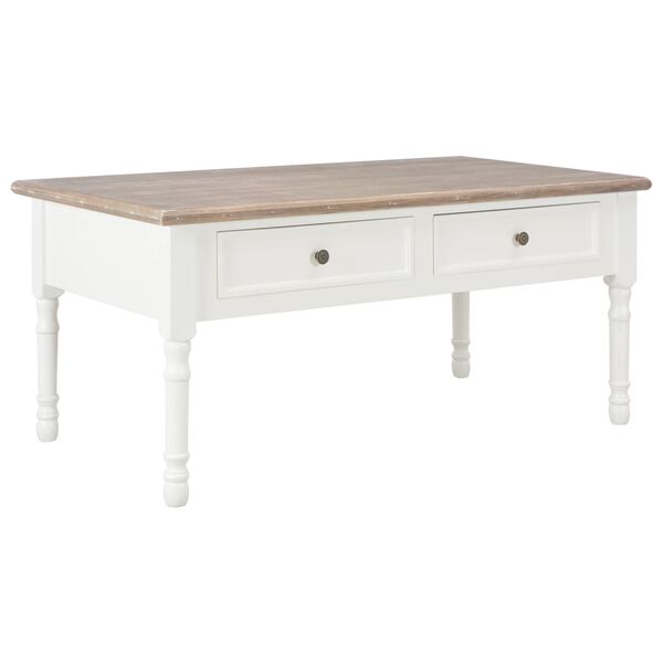 vidaXL Coffee Table White 100x50x46 cm Solid Wood Paulownia
