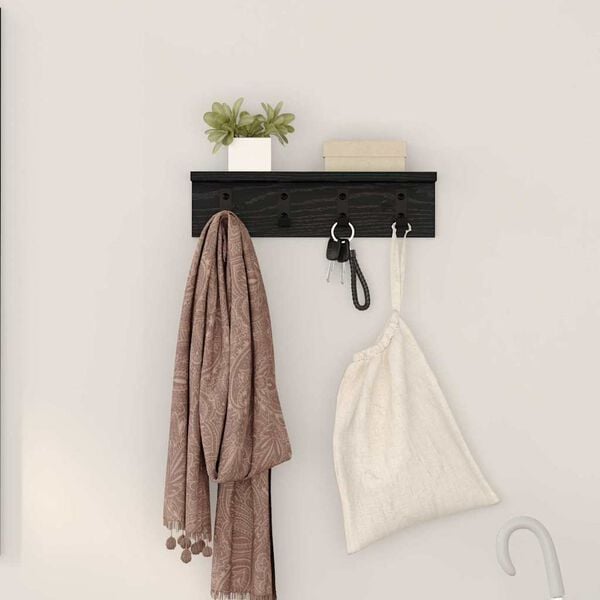 vidaXL Wall-Mounted Coat Rack Black Oak 40 x 10.5 x 10.5 cm