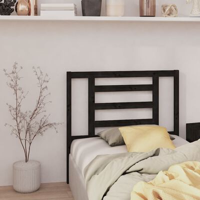 vidaXL Bed Headboard Black 106x4x100 cm Solid Wood Pine