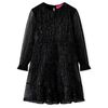 vidaXL Kids'Dress with Long Sleeves Black 128