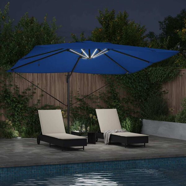 vidaXL Cantilever Roma Parasol Blue and Black 352 x 251 x 265 cm