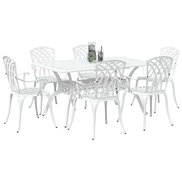 vidaXL Garden Dining Set 7 pcs White Aluminium