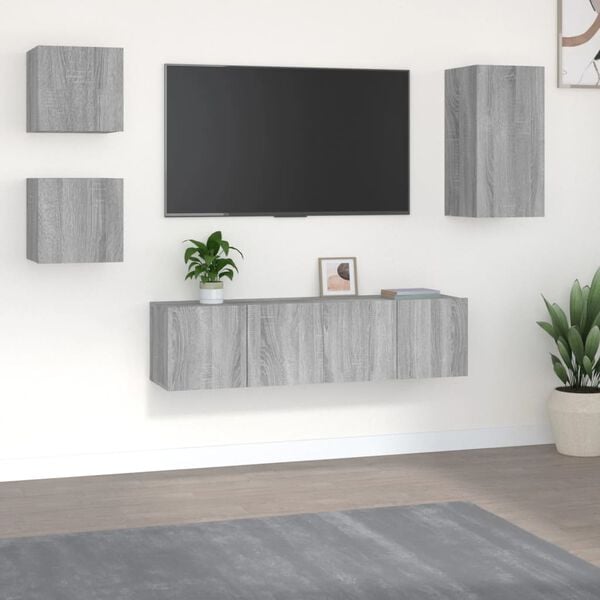 vidaXL 5 Piece TV Cabinet Set Grey Sonoma Engineered Wood