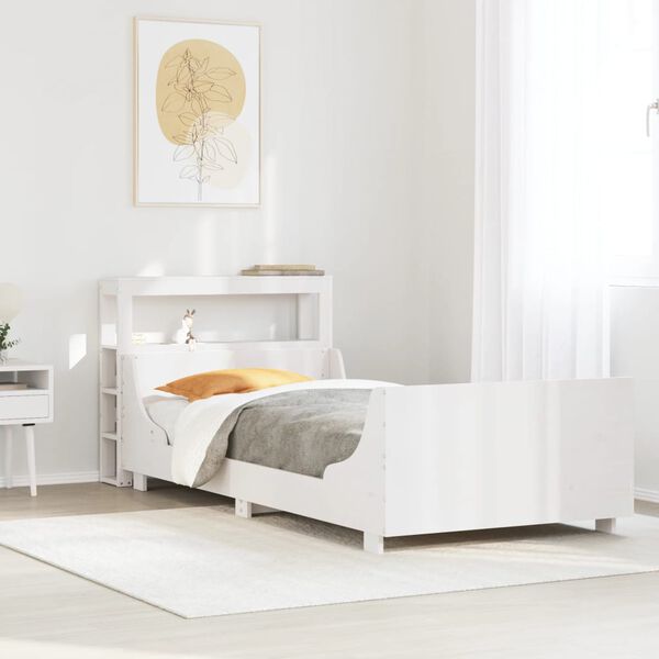 vidaXL Bed Frame without Mattress White 90x190 cm Single Solid Wood Pine