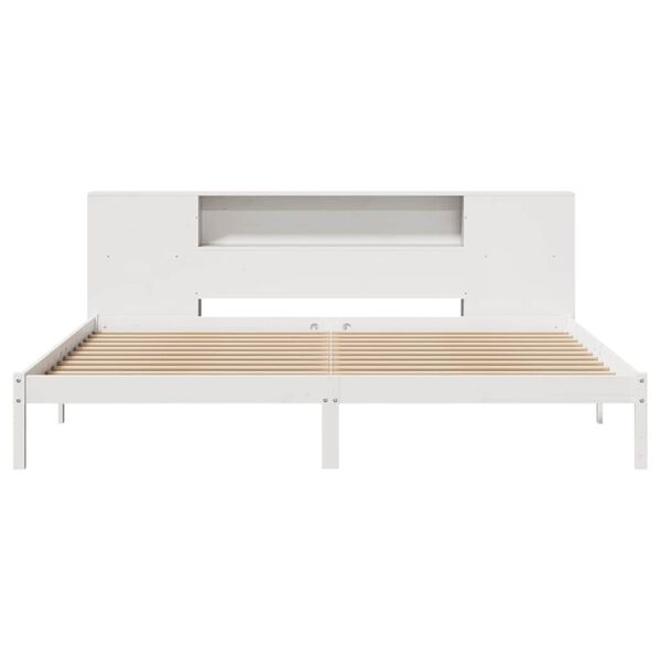 vidaXL Bookcase Bed without Mattress White 200x200 cm Solid Wood Pine