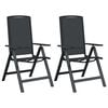 vidaXL Reclining Garden Chairs 2 pcs Black 58 x 71 x 112 cm Textilene