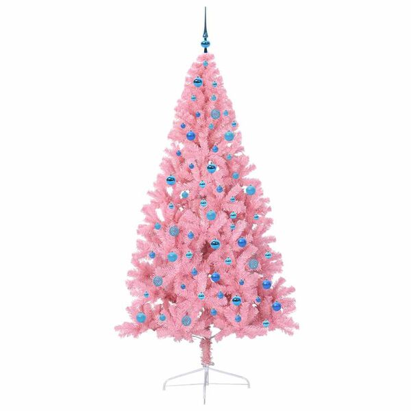 vidaXL Artificial Pre-lit Christmas Tree with 300 LEDs Pink 240 cm PVC