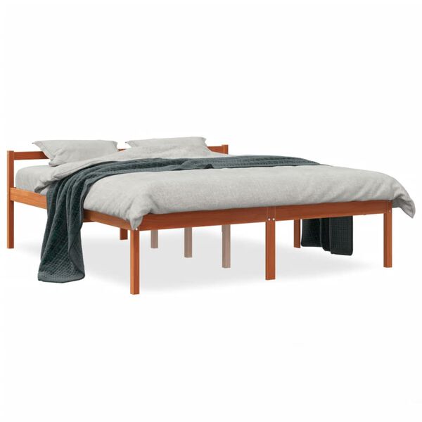 vidaXL Senior Bed without Mattress Wax Brown 160x200 cm Solid Wood Pine