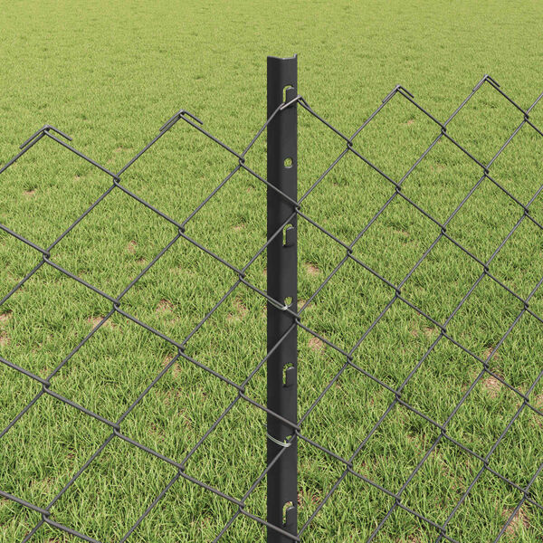 vidaXL Fence with Post Grey 0.8 x 10 m Steel and PVC