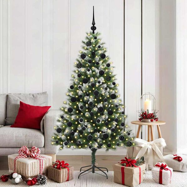 vidaXL Artificial Hinged Christmas Tree with Flocked Snow 180 cm
