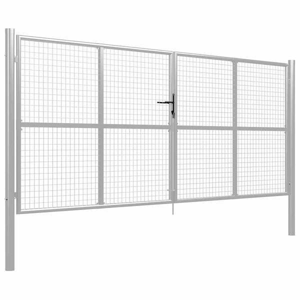 vidaXL Garden Gate Galvanised Steel 400x150 cm Silver