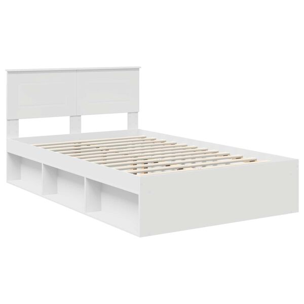 vidaXL Bed Frame with Headboard White 120 x 200 cm Engineered wood
