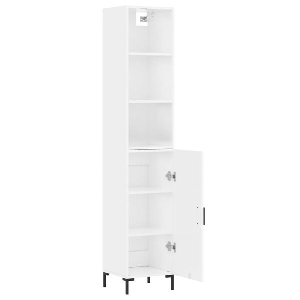 vidaXL Highboard High Gloss White 34.5x34x180 cm Engineered Wood