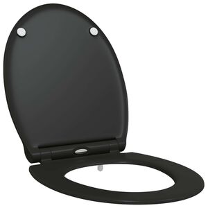 vidaXL Toilet Seat Black 47 x 37.5 x 3.8 cm Duroplast