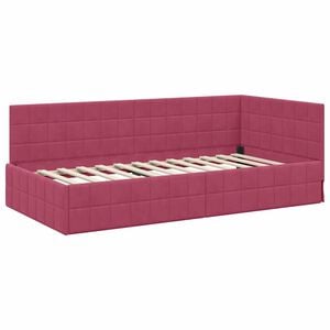 vidaXL Corner Bed Frame with Headboard Wine red 90 x 190 cm Velvet