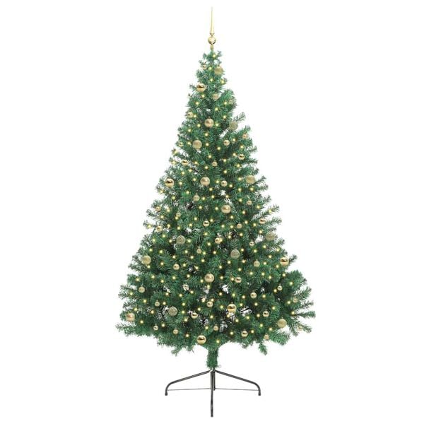 vidaXL Artificial Pre-lit Christmas Tree Green 240 cm PVC
