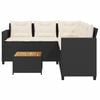 vidaXL Garden Sofa with Table and Cushions L-shaped Black Poly Rattan