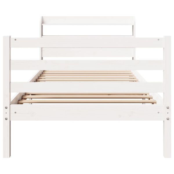 vidaXL Bed Frame with Headboard without Mattress White 90x200 cm