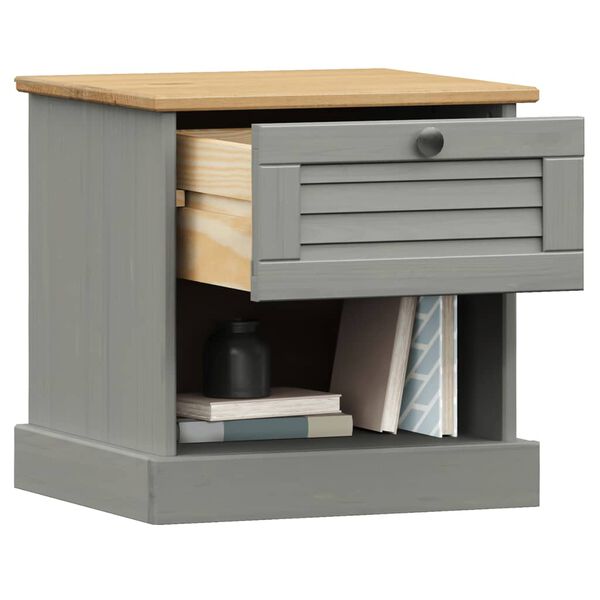 vidaXL Bedside Cabinet VIGO Grey 42x35x42 cm Solid Wood Pine