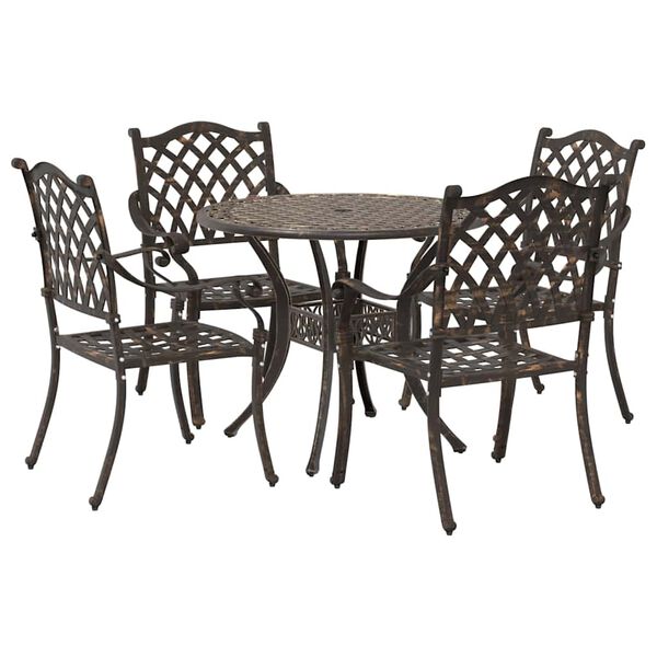 vidaXL Garden Dining Set 5 pcs Bronze Aluminium