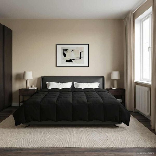 vidaXL Summer Duvet Quilted Black 220 x 240 cm Microfiber