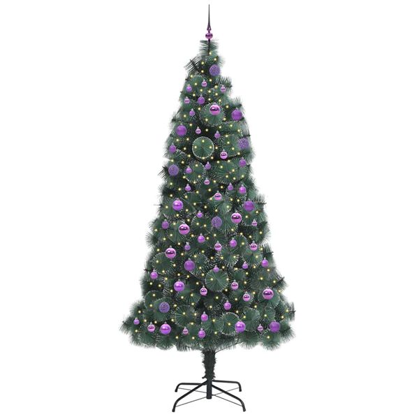 vidaXL Artificial Pre-lit Christmas Tree with Ball Set Green 240 cm