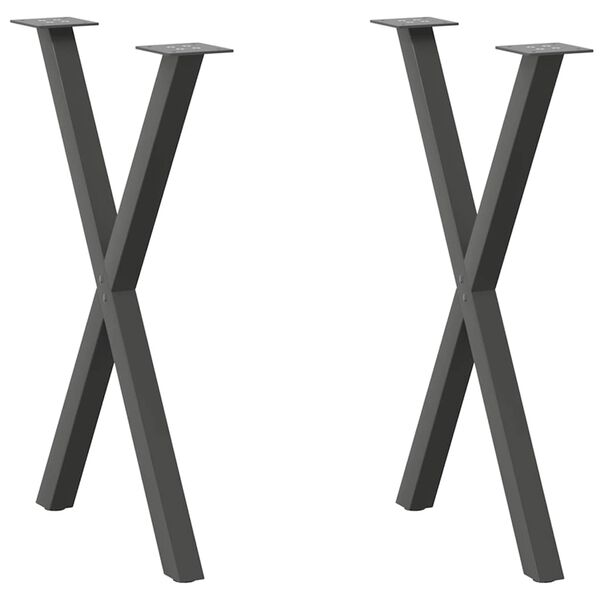 vidaXL Dining Table Legs X-Shaped 2 pcs Anthracite 50x(72-73) cm Steel