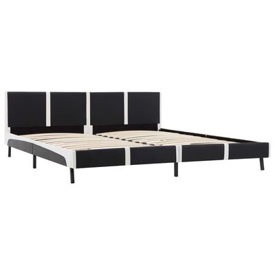 vidaXL Bed Frame Black and White Faux Leather 150x200 cm