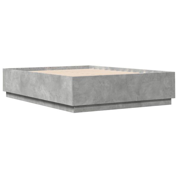 vidaXL Bed Frame with LED without Mattress Concrete Grey 150x200 cm King Size