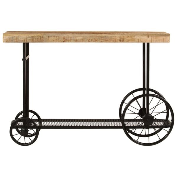 vidaXL Console Table 112x36x76 cm Solid Wood Mango and Iron