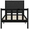 vidaXL Bed Frame without Mattress Black Small Single Solid Wood Pine