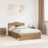 vidaXL Bed Frame Artisian Oak 120 x 190 cm Solid Pine Wood