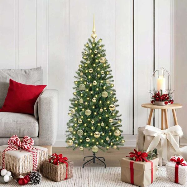 vidaXL Artificial Christmas Tree with 150 LEDs Green 120 cm PE and PVC