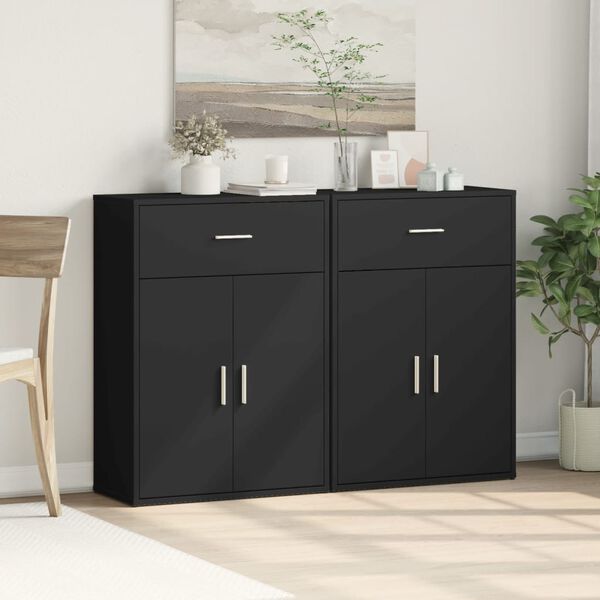 vidaXL Sideboards 2 pcs Black 60x30x84 cm Engineered Wood