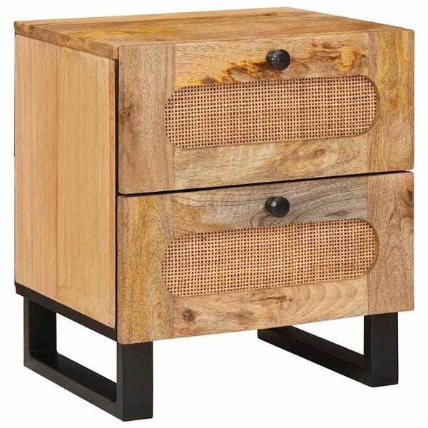 vidaXL Bedside Cabinet Natural 40 x 33 x 46 cm Solid Mango Wood