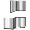 vidaXL Dog Gate with Door Foldable 8 Panels Black 640 cm Poplar Wood