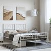 vidaXL Metal Bed Frame without Mattress with Footboard White 150x200cm